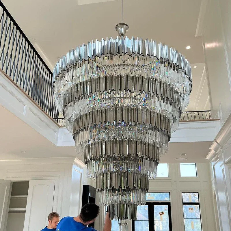 Extra Large Round Cone Tiered Crystal Chandelier for Foyer/Enterway/Living Room - Image 2