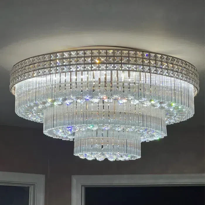 Extra Large Three Layers Round Luxury Flush Mounted Crystal Chandelier for Living Room - Image 12