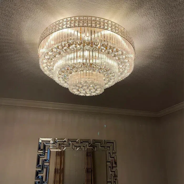 Extra Large Three Layers Round Luxury Flush Mounted Crystal Chandelier for Living Room - Image 13