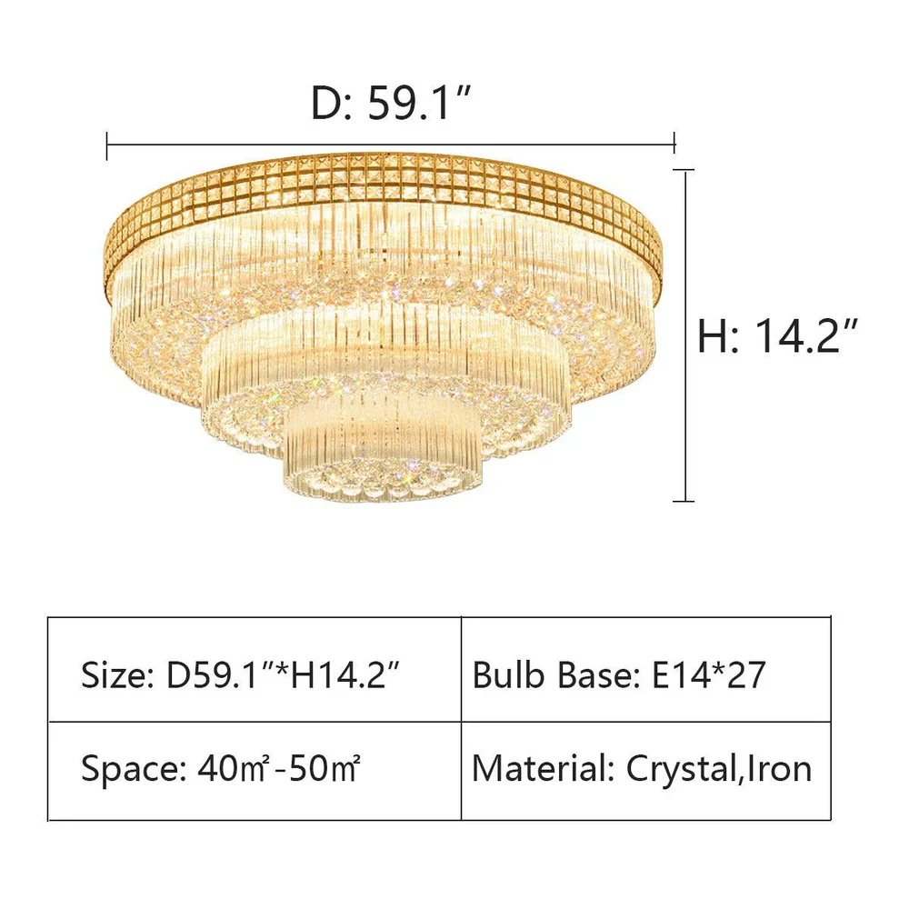 Extra Large Three Layers Round Luxury Flush Mounted Crystal Chandelier for Living Room - Image 19