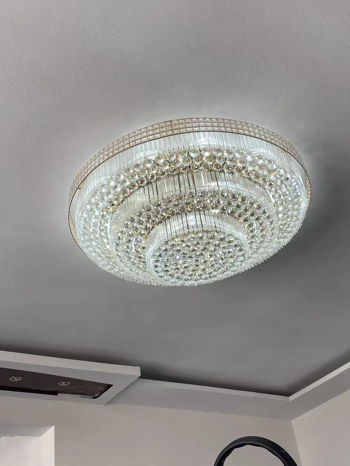 Extra Large Three Layers Round Luxury Flush Mounted Crystal Chandelier for Living Room - Image 4