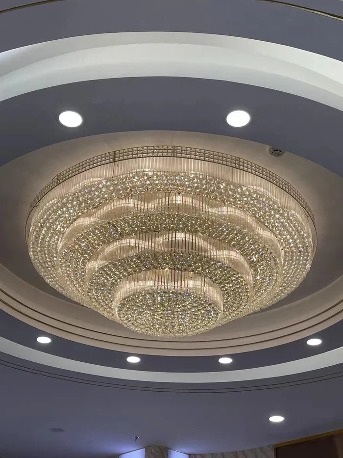 Extra Large Three Layers Round Luxury Flush Mounted Crystal Chandelier for Living Room - Image 5