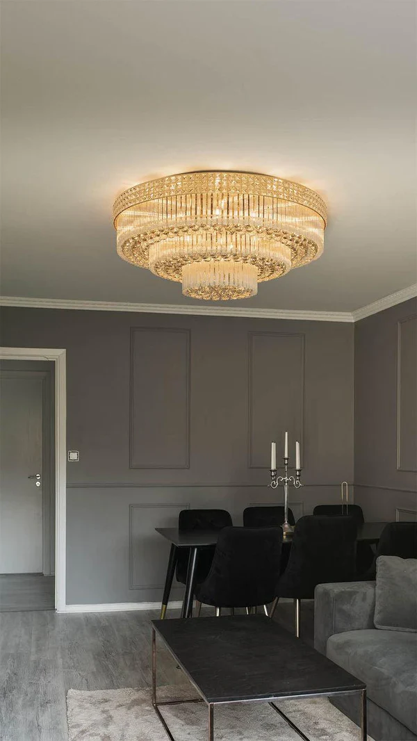 Extra Large Three Layers Round Luxury Flush Mounted Crystal Chandelier for Living Room - Image 7