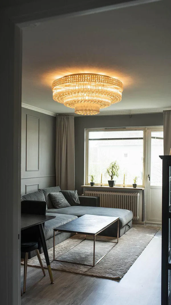 Extra Large Three Layers Round Luxury Flush Mounted Crystal Chandelier for Living Room - Image 8