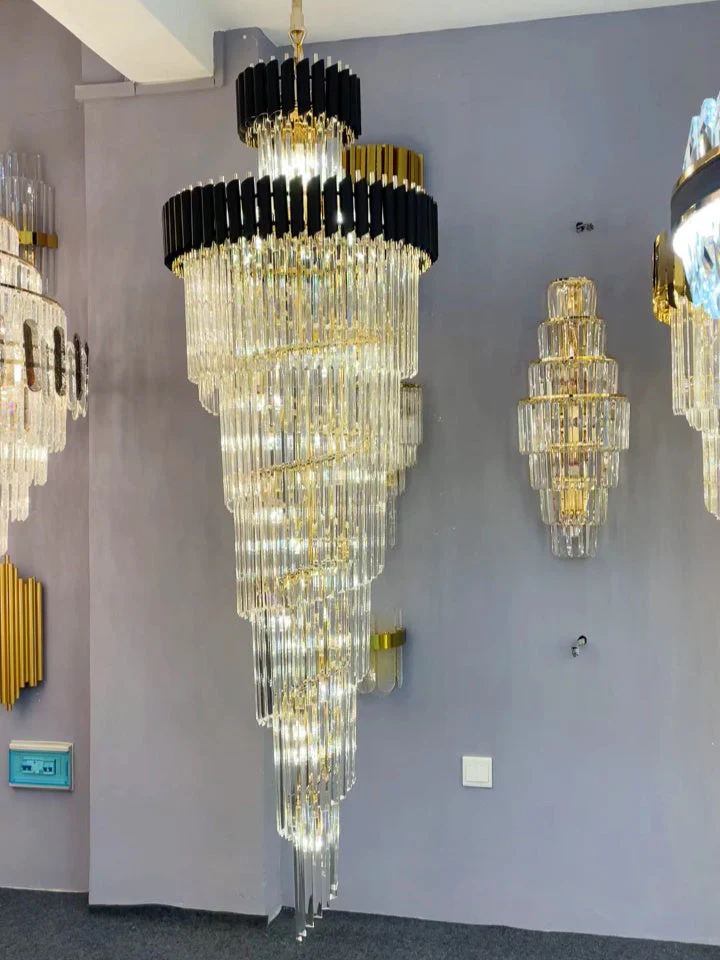 Classic Large Multi-layered Spiral Crystal Chandelier for Foyer/ Staircase - Image 11