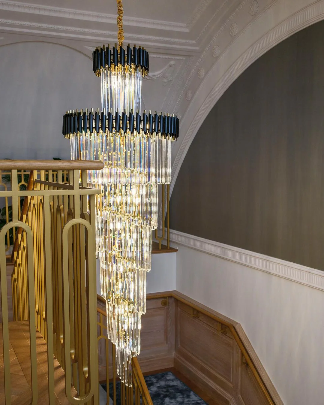 Classic Large Multi-layered Spiral Crystal Chandelier for Foyer/ Staircase - Image 15
