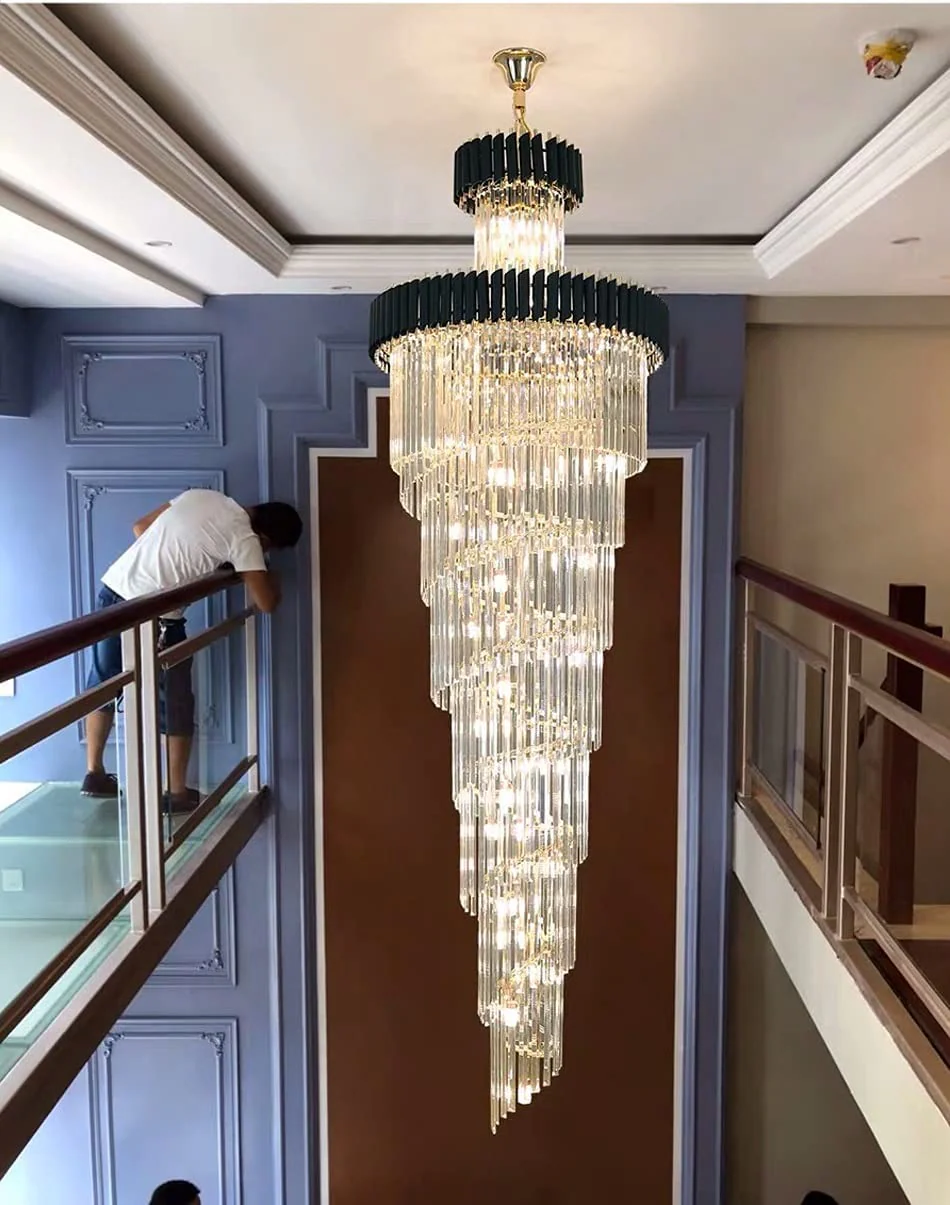 Classic Large Multi-layered Spiral Crystal Chandelier for Foyer/ Staircase - Image 16