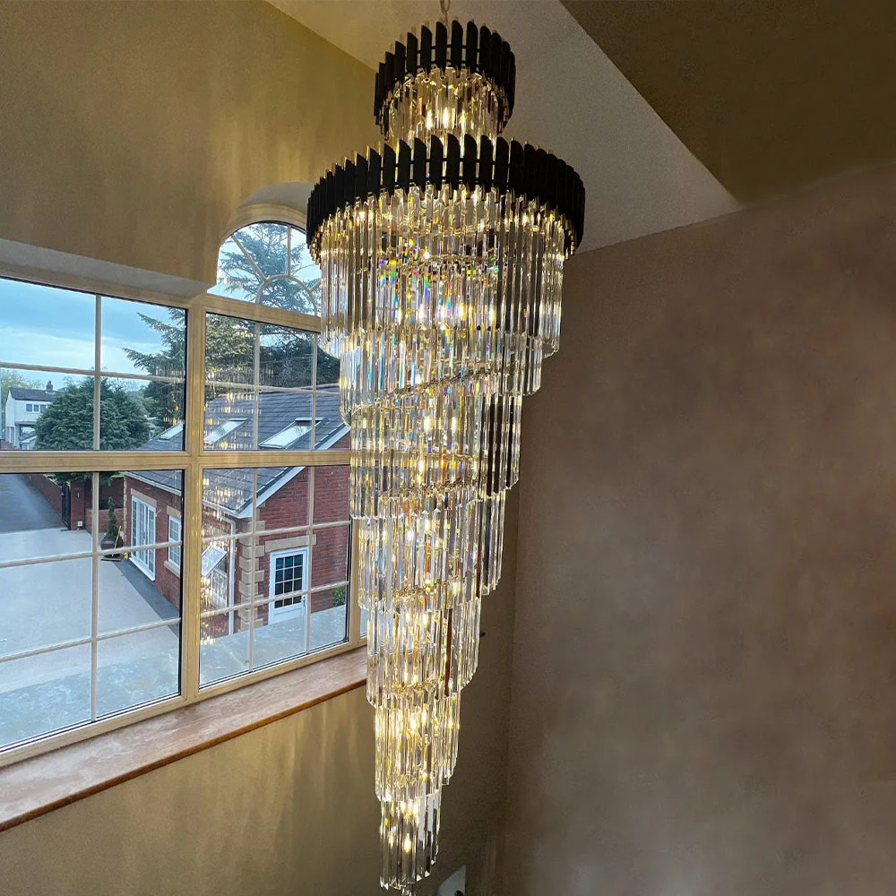 Classic Large Multi-layered Spiral Crystal Chandelier for Foyer/ Staircase - Image 2