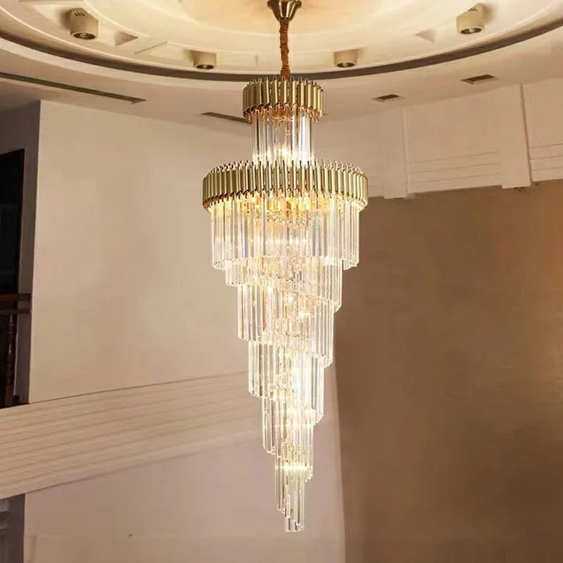 Classic Large Multi-layered Spiral Crystal Chandelier for Foyer/ Staircase - Image 23