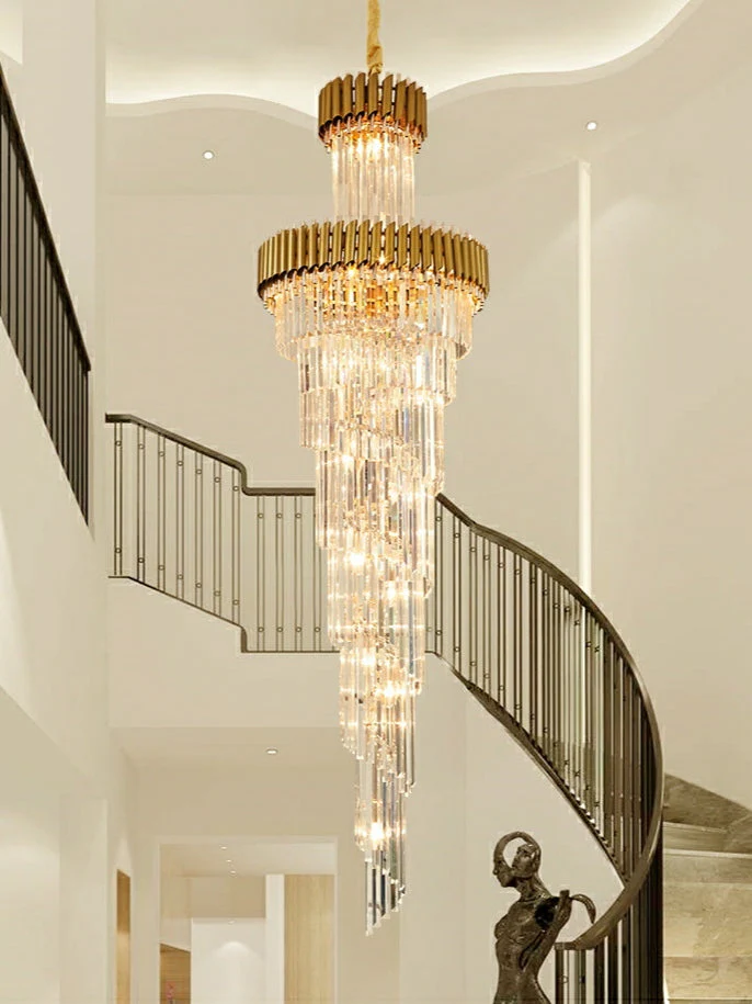 Classic Large Multi-layered Spiral Crystal Chandelier for Foyer/ Staircase - Image 28