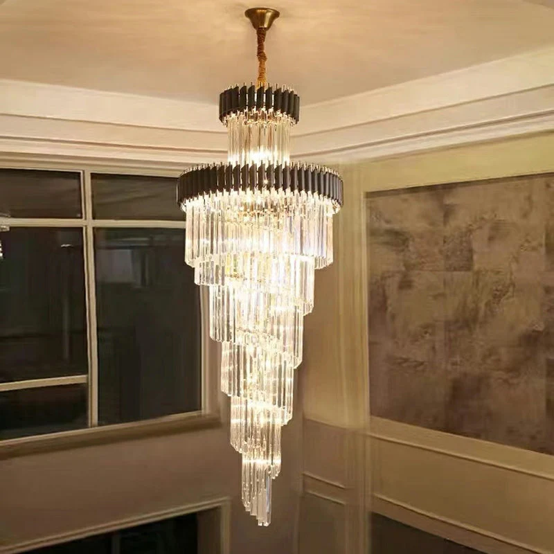 Classic Large Multi-layered Spiral Crystal Chandelier for Foyer/ Staircase - Image 29