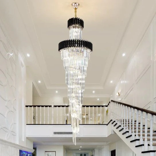 Classic Large Multi-layered Spiral Crystal Chandelier for Foyer/ Staircase - Image 3