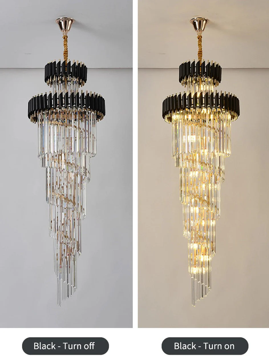 Classic Large Multi-layered Spiral Crystal Chandelier for Foyer/ Staircase - Image 30
