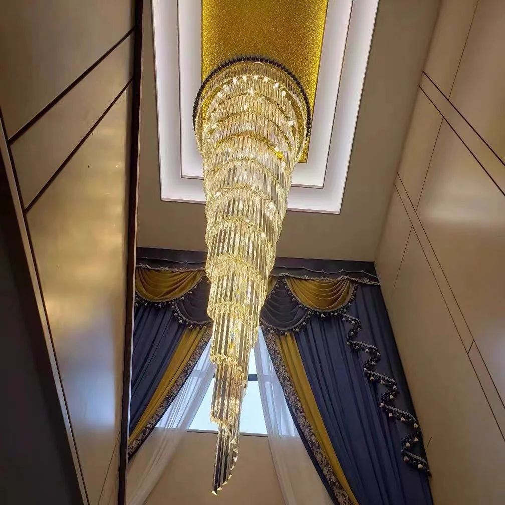 Classic Large Multi-layered Spiral Crystal Chandelier for Foyer/ Staircase - Image 31