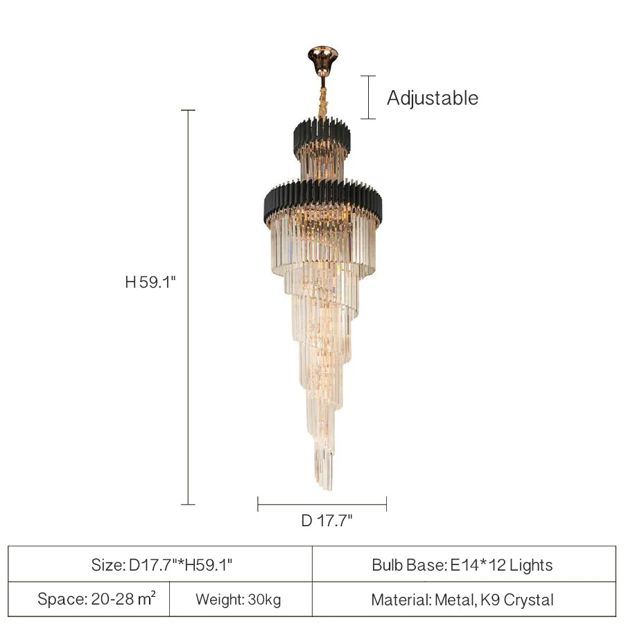 Classic Large Multi-layered Spiral Crystal Chandelier for Foyer/ Staircase - Image 34