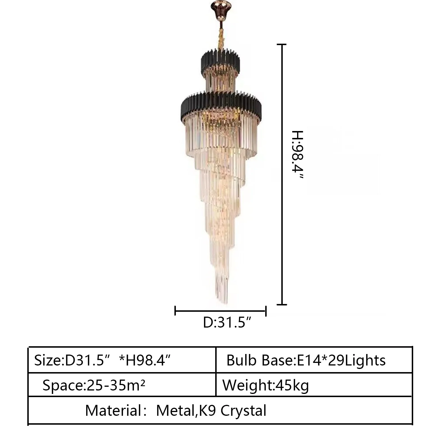Classic Large Multi-layered Spiral Crystal Chandelier for Foyer/ Staircase - Image 36
