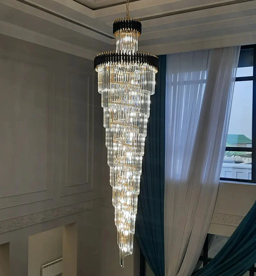 Classic Large Multi-layered Spiral Crystal Chandelier for Foyer/ Staircase - Image 5