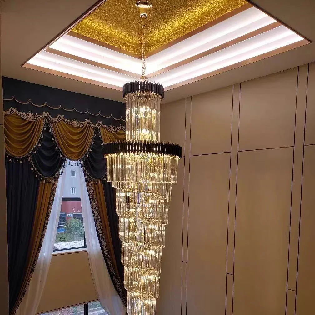 Classic Large Multi-layered Spiral Crystal Chandelier for Foyer/ Staircase - Image 6
