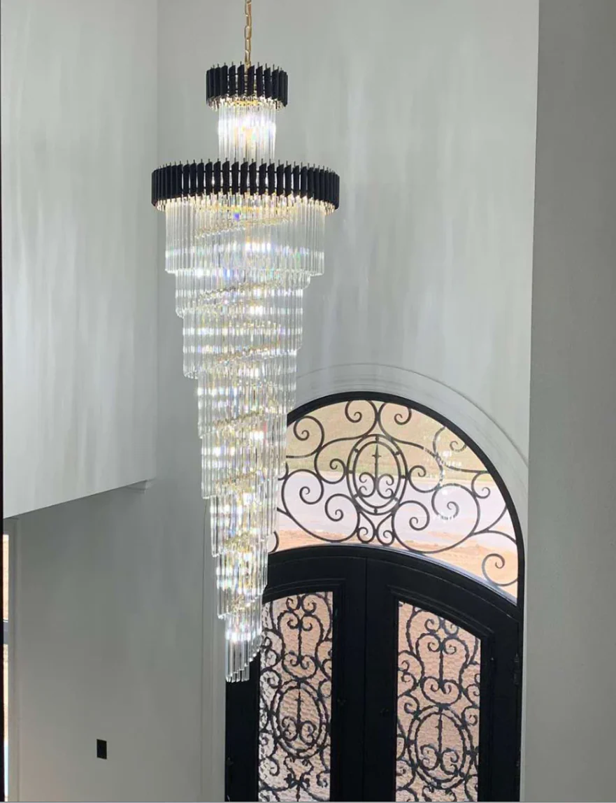 Classic Large Multi-layered Spiral Crystal Chandelier for Foyer/ Staircase - Image 9