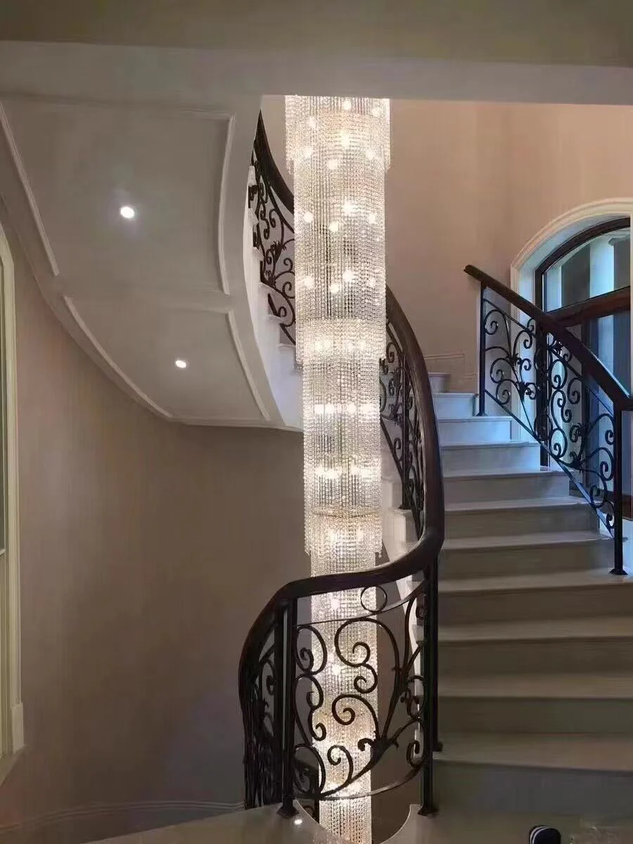 Extra Long Luxury Crystal Chandelier For Staircase / 2 Story Multi-layered Long Light Fixture - Image 3
