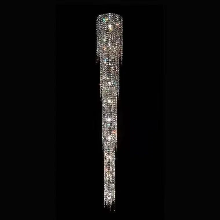 Extra Long Luxury Crystal Chandelier For Staircase / 2 Story Multi-layered Long Light Fixture - Image 4