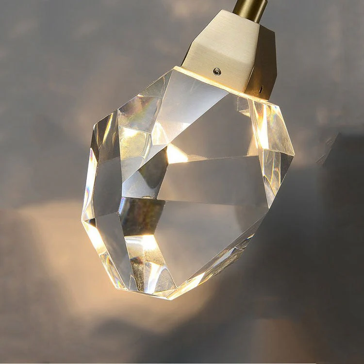 Faceted Crystal Masonry Pendant Light, Brass - Image 3