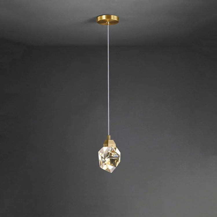 Faceted Crystal Masonry Pendant Light, Brass - Image 4