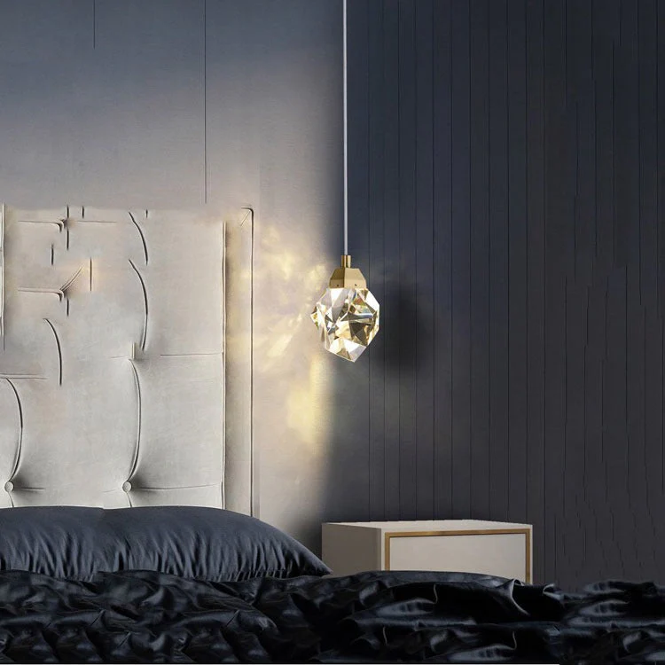 Faceted Crystal Masonry Pendant Light, Brass - Image 6