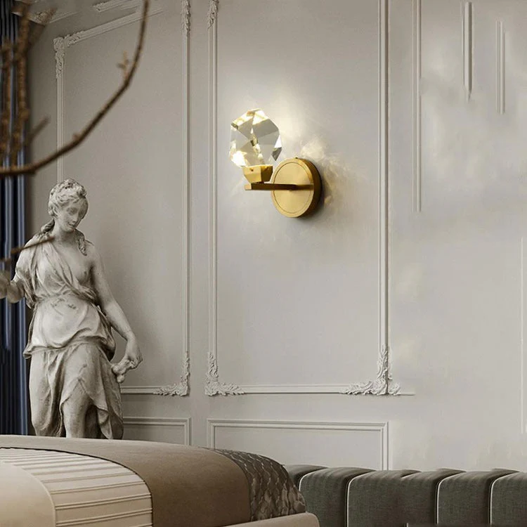 Faceted Crystal Masonry Wall Sconce, Brass - Image 3