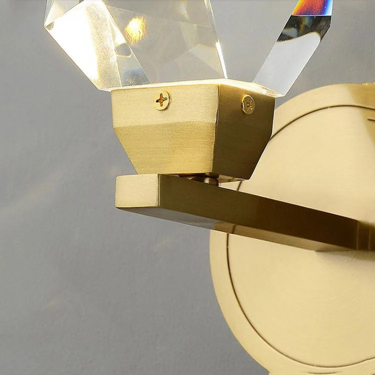 Faceted Crystal Masonry Wall Sconce, Brass - Image 5