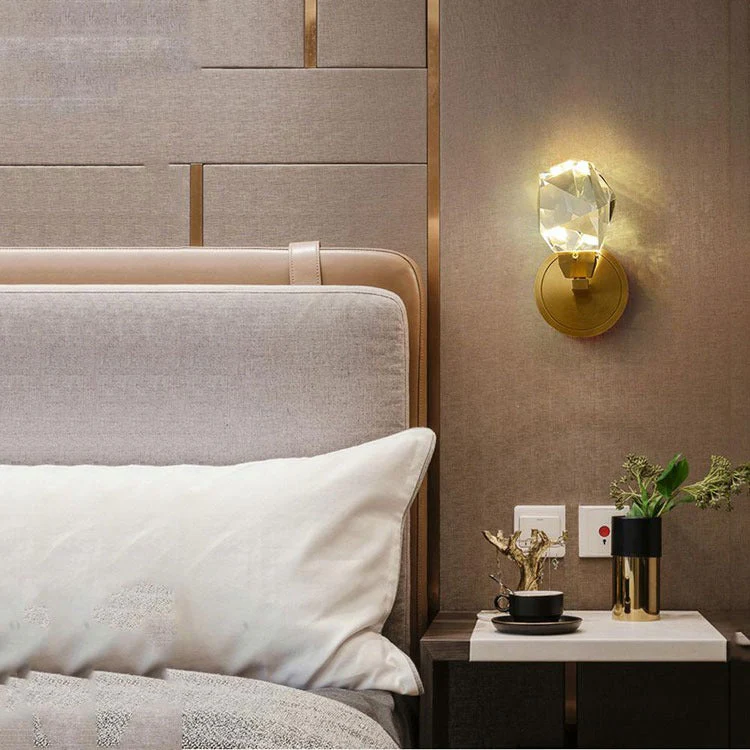 Faceted Crystal Masonry Wall Sconce, Brass - Image 7
