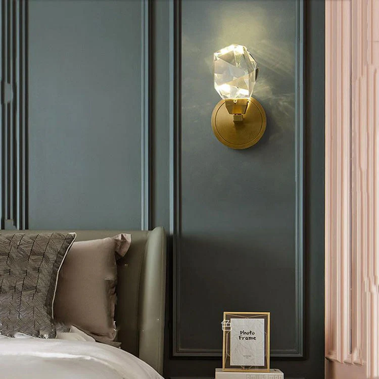 Faceted Crystal Masonry Wall Sconce, Brass - Image 8