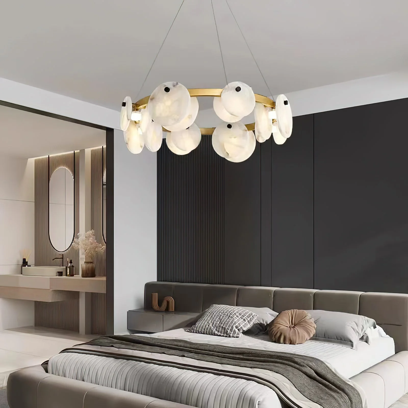 Faelan Alabaster Chandelier Lighting for Bedroom - Image 2