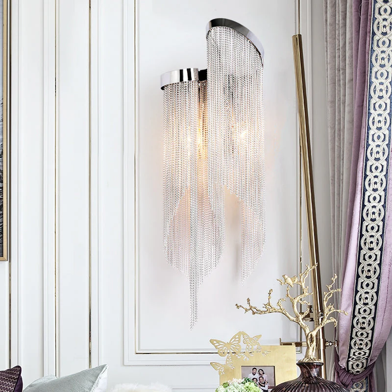 Flynn Aluminum Chain Tassel Wall Sconce - Image 2