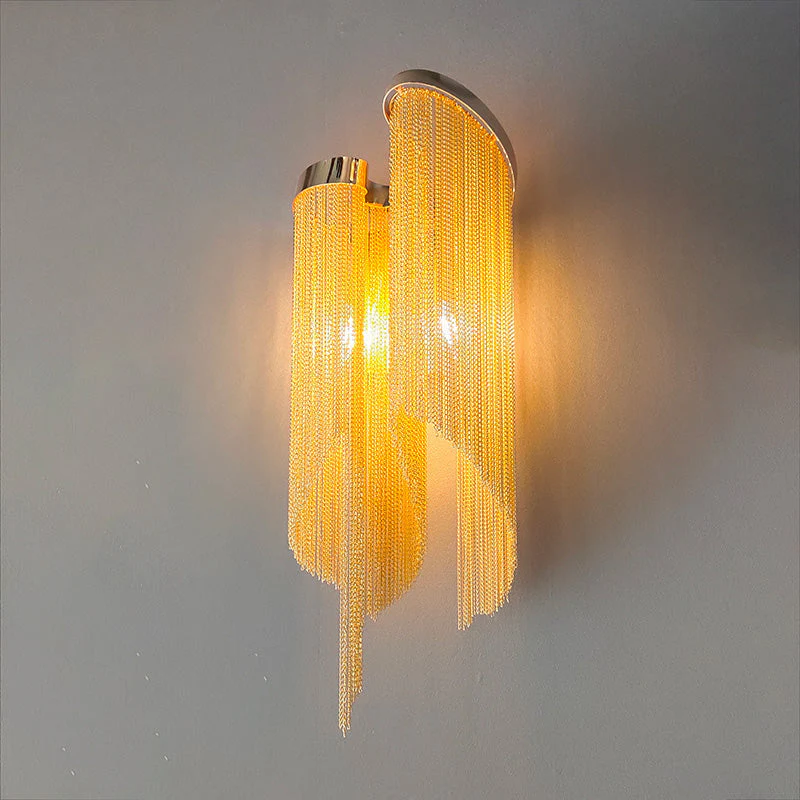 Flynn Aluminum Chain Tassel Wall Sconce - Image 4