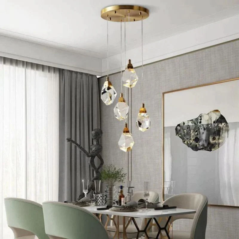 Flash Faceted Round Pendant For Dining Room - Image 5