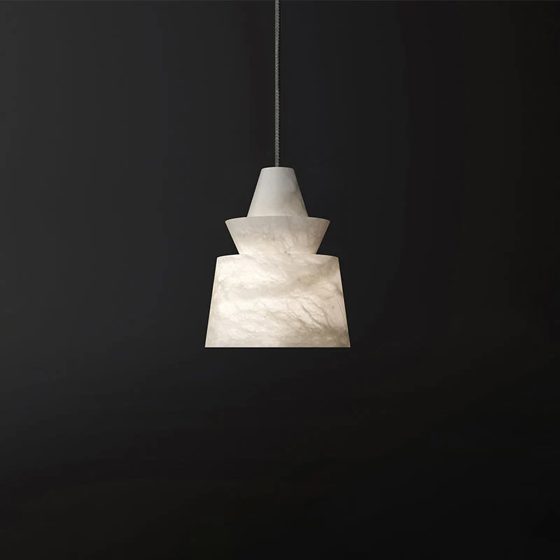 Flo Alabaster Pendant Light Beside Coffee Table - Image 2