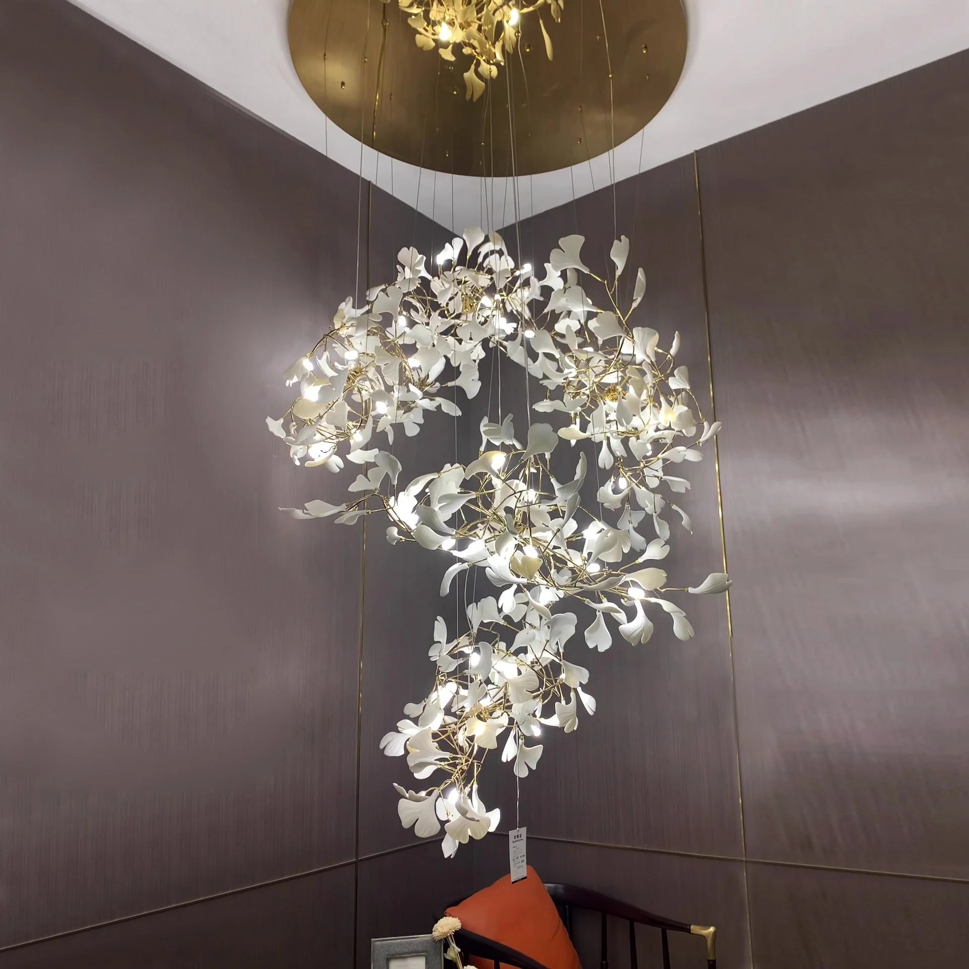 Ginkgo Leaf Flower Ceramics Chandelier For Foyer / Staircase /Hallway - Image 2