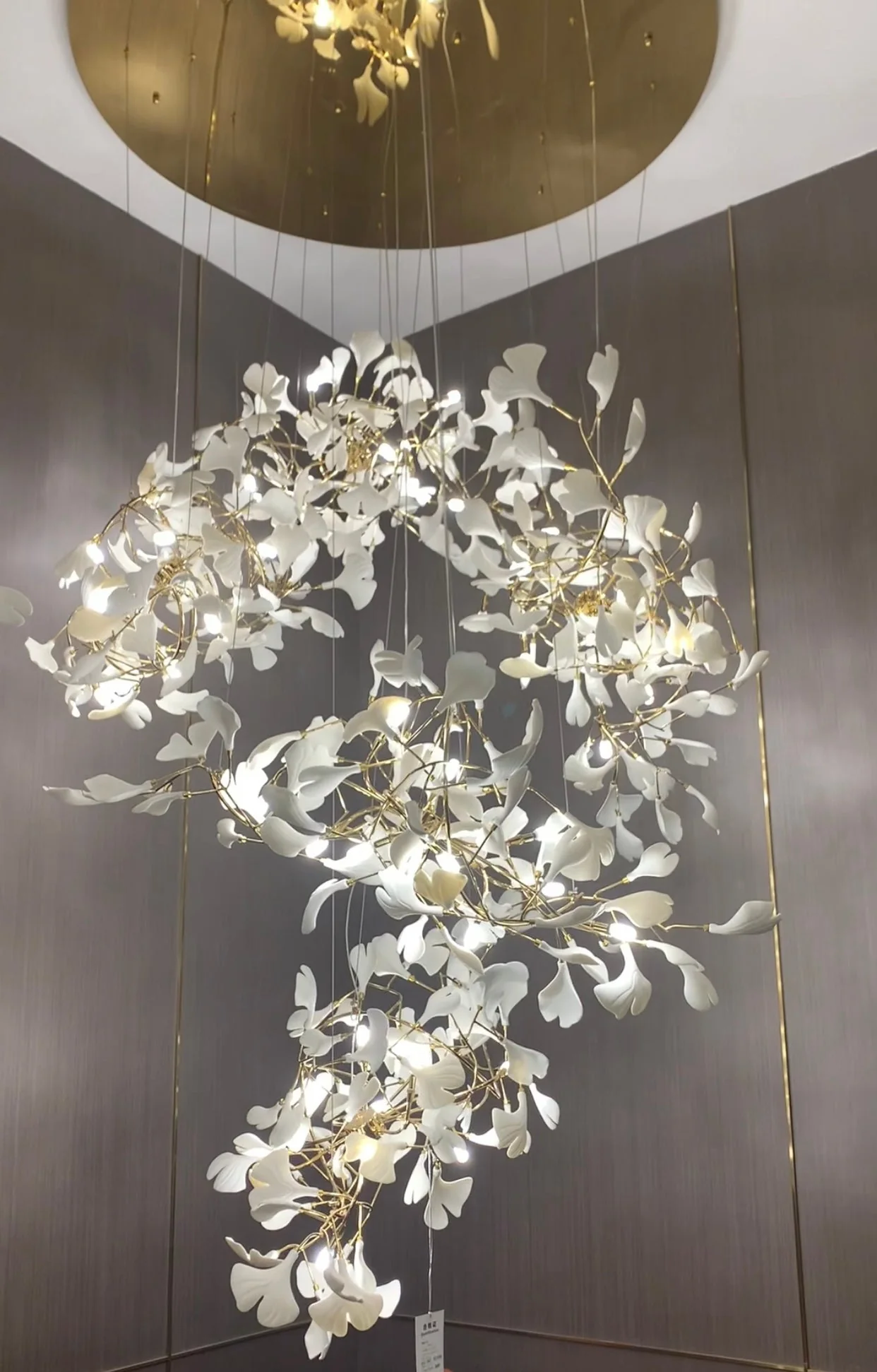 Ginkgo Leaf Flower Ceramics Chandelier For Foyer / Staircase /Hallway - Image 3