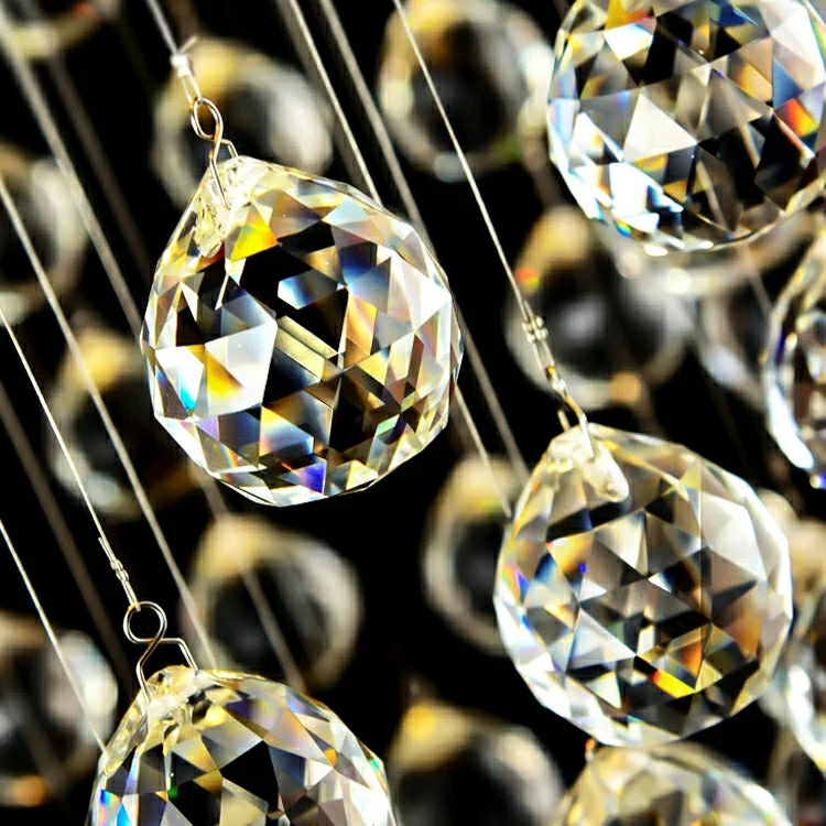 Flush Mounted Crystal Drops Chandelier Elegant Ceiling Light Fixture For Bedroom/ Living Room - Image 7