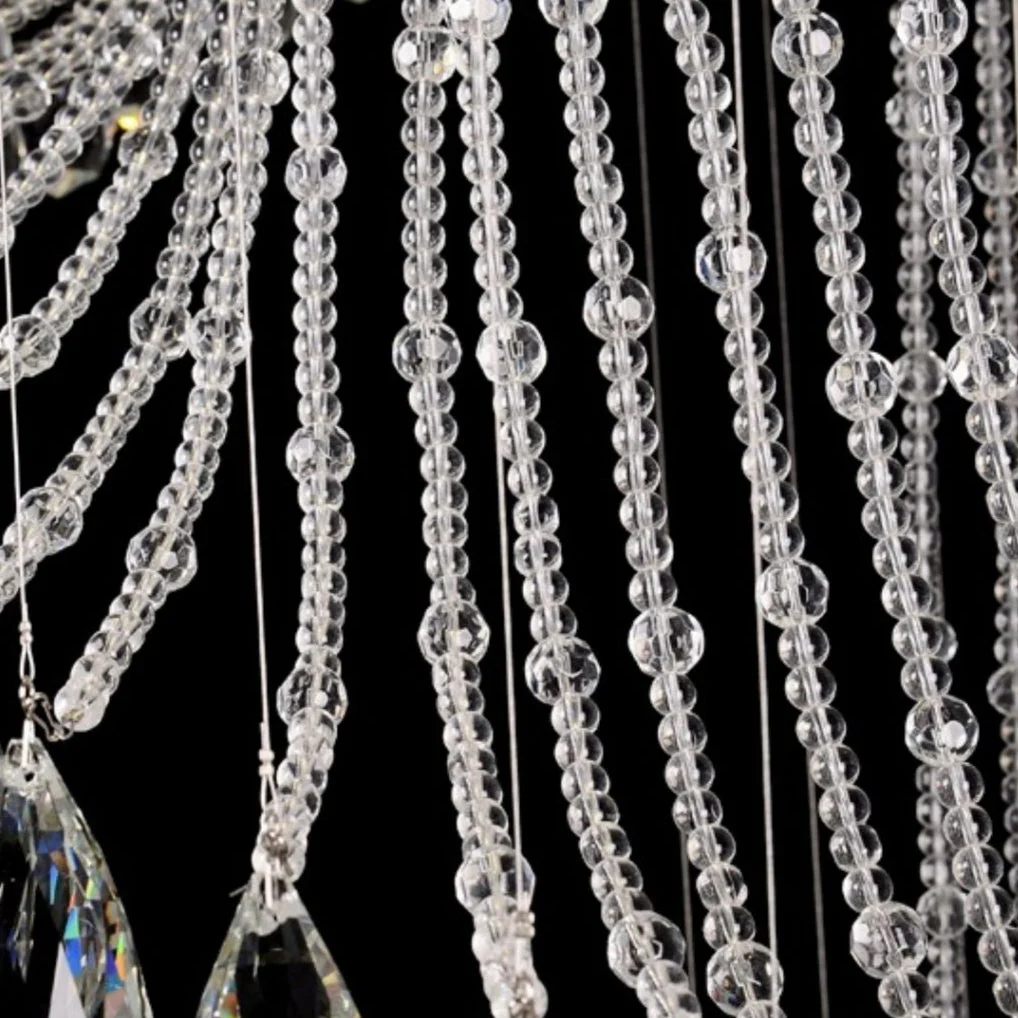 Flush Mounted Spiral Crystal Drops Chandelier Round LED Ceiling Lighting Fixture For Foyer Staircase/ Hotel Entrance - Image 11
