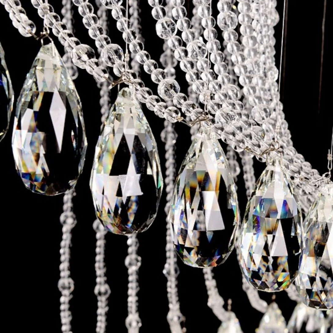 Flush Mounted Spiral Crystal Drops Chandelier Round LED Ceiling Lighting Fixture For Foyer Staircase/ Hotel Entrance - Image 12