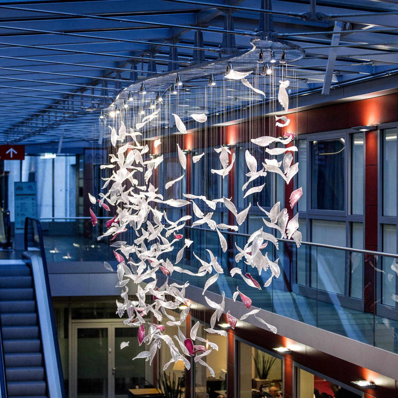 Flying Glass Feather Chandelier, Modern Spiral Glass Long Chandelier Lighting - Image 12