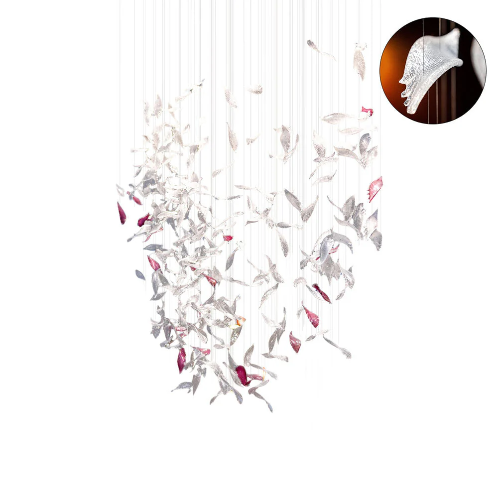 Flying Glass Feather Chandelier, Modern Spiral Glass Long Chandelier Lighting - Image 16
