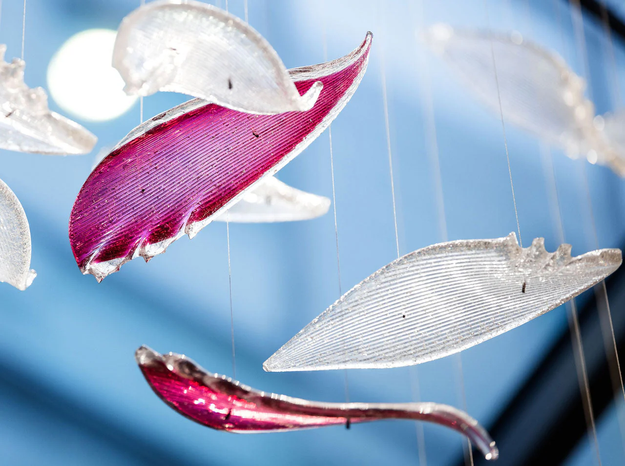 Flying Glass Feather Chandelier, Modern Spiral Glass Long Chandelier Lighting - Image 18