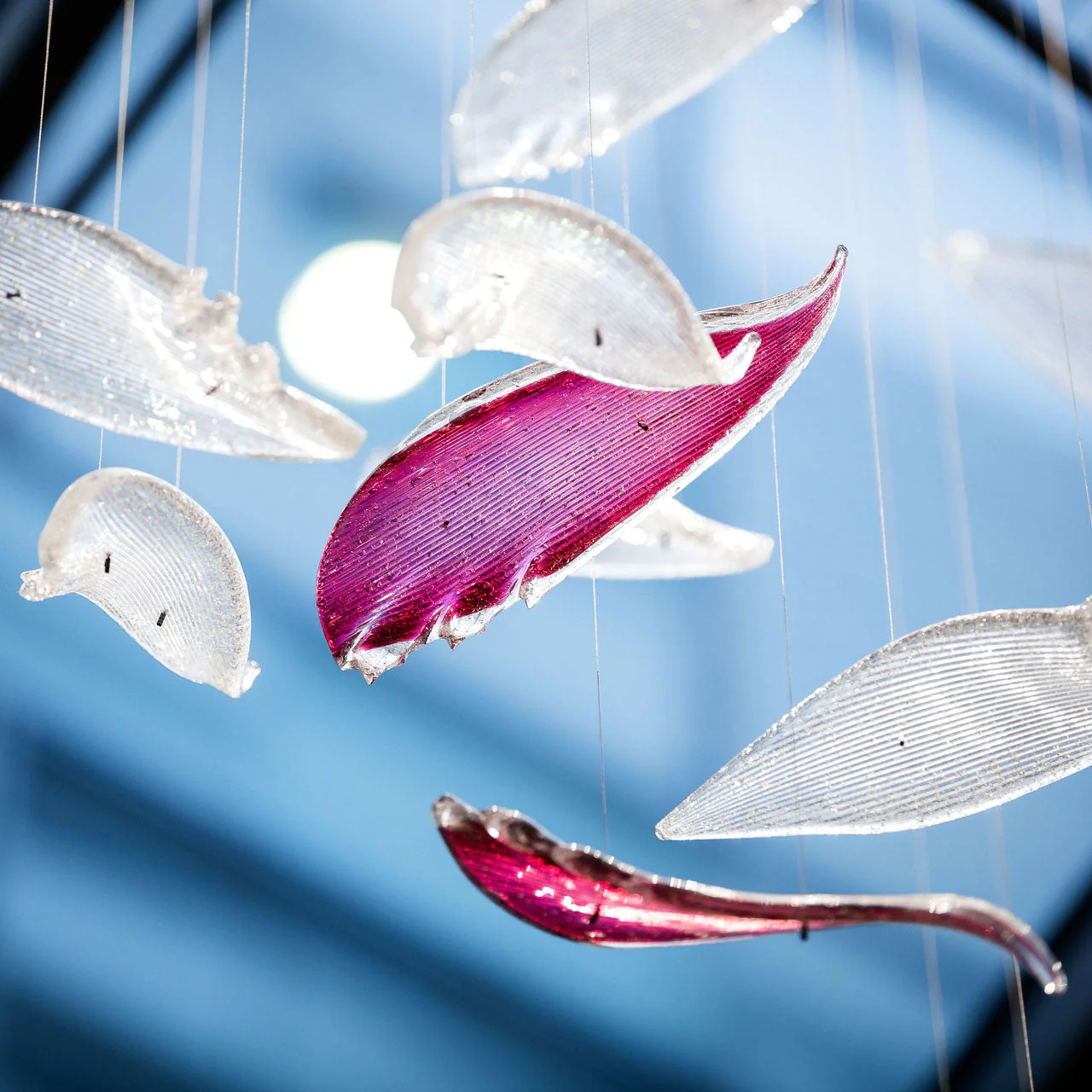 Flying Glass Feather Chandelier, Modern Spiral Glass Long Chandelier Lighting - Image 20