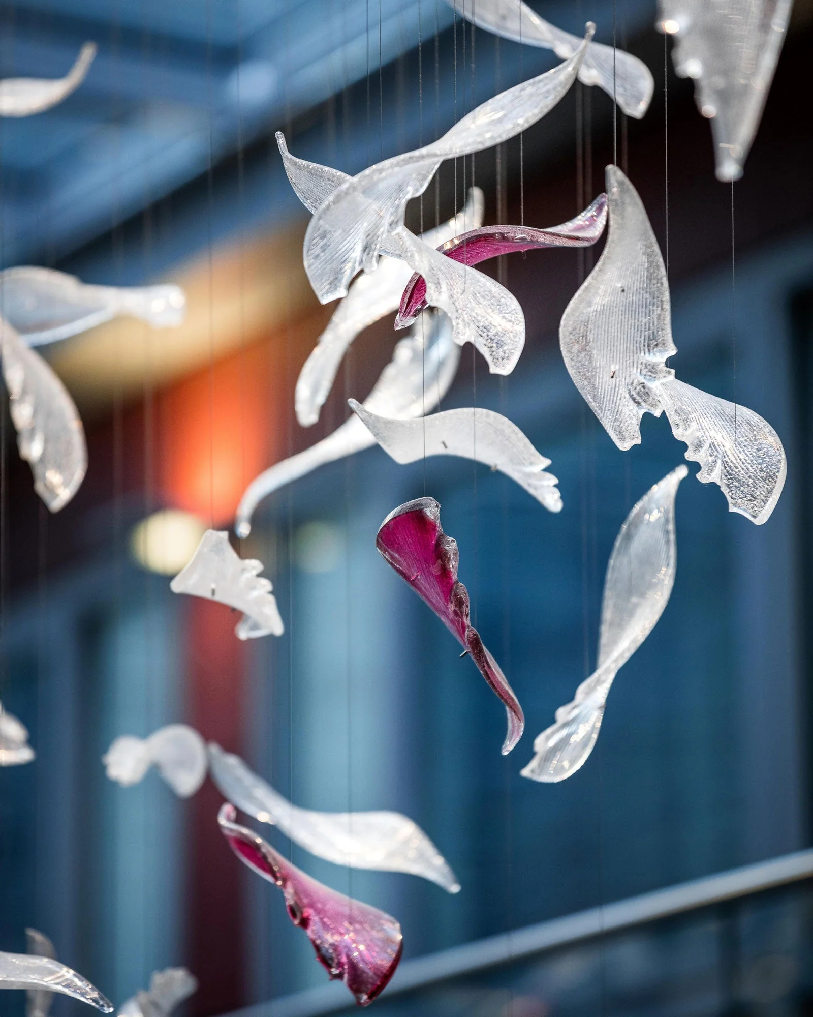 Flying Glass Feather Chandelier, Modern Spiral Glass Long Chandelier Lighting - Image 4