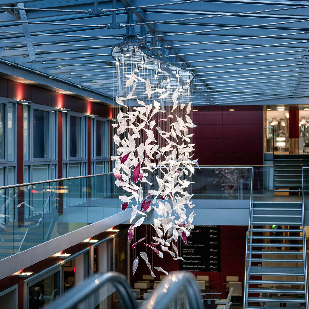 Flying Glass Feather Chandelier, Modern Spiral Glass Long Chandelier Lighting - Image 5