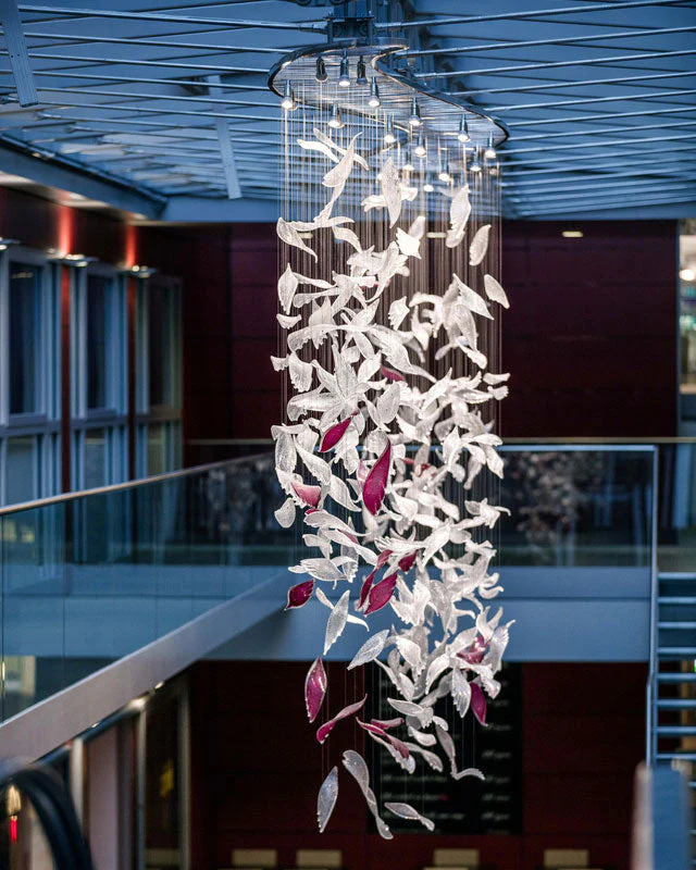 Flying Glass Feather Chandelier, Modern Spiral Glass Long Chandelier Lighting - Image 6