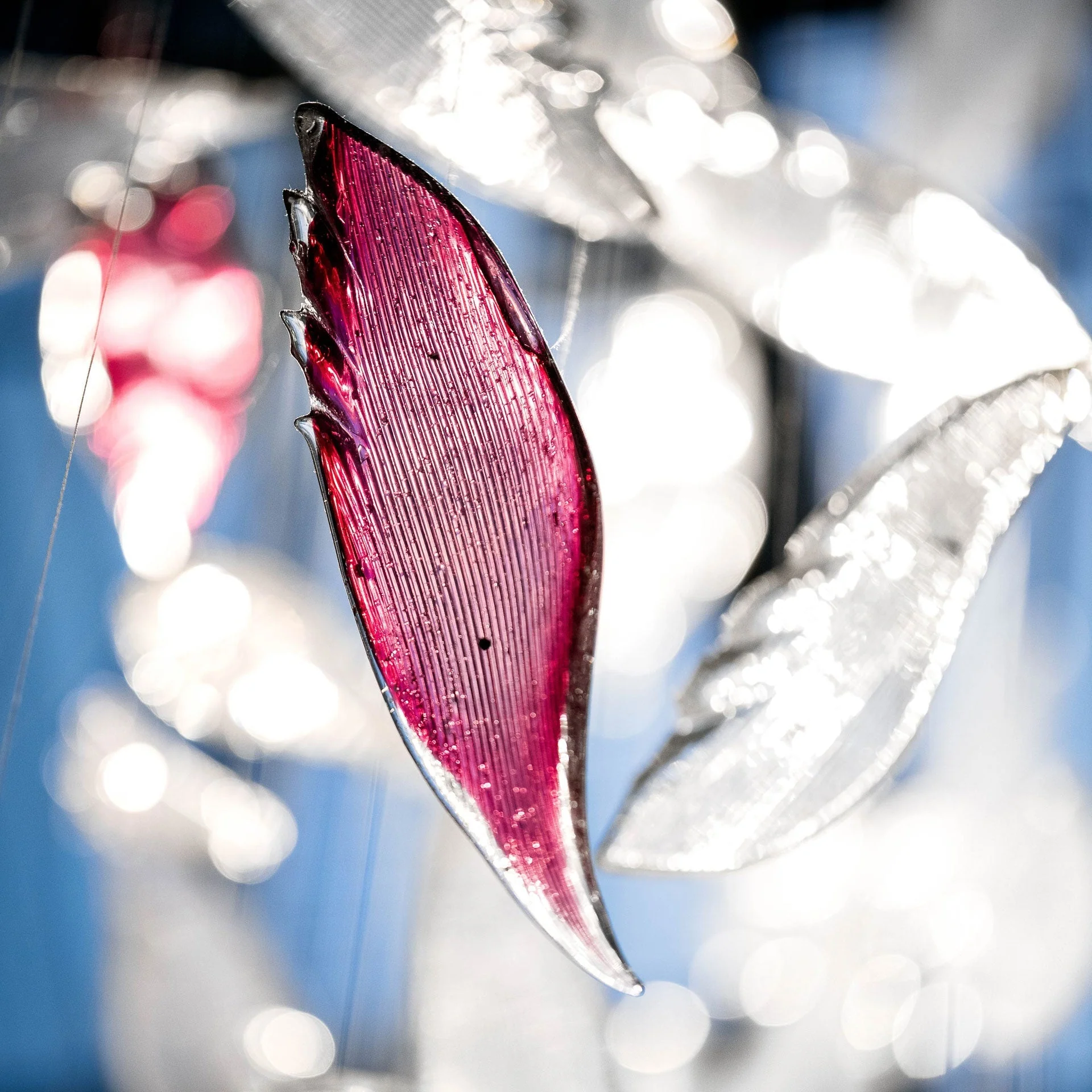 Flying Glass Feather Chandelier, Modern Spiral Glass Long Chandelier Lighting - Image 7